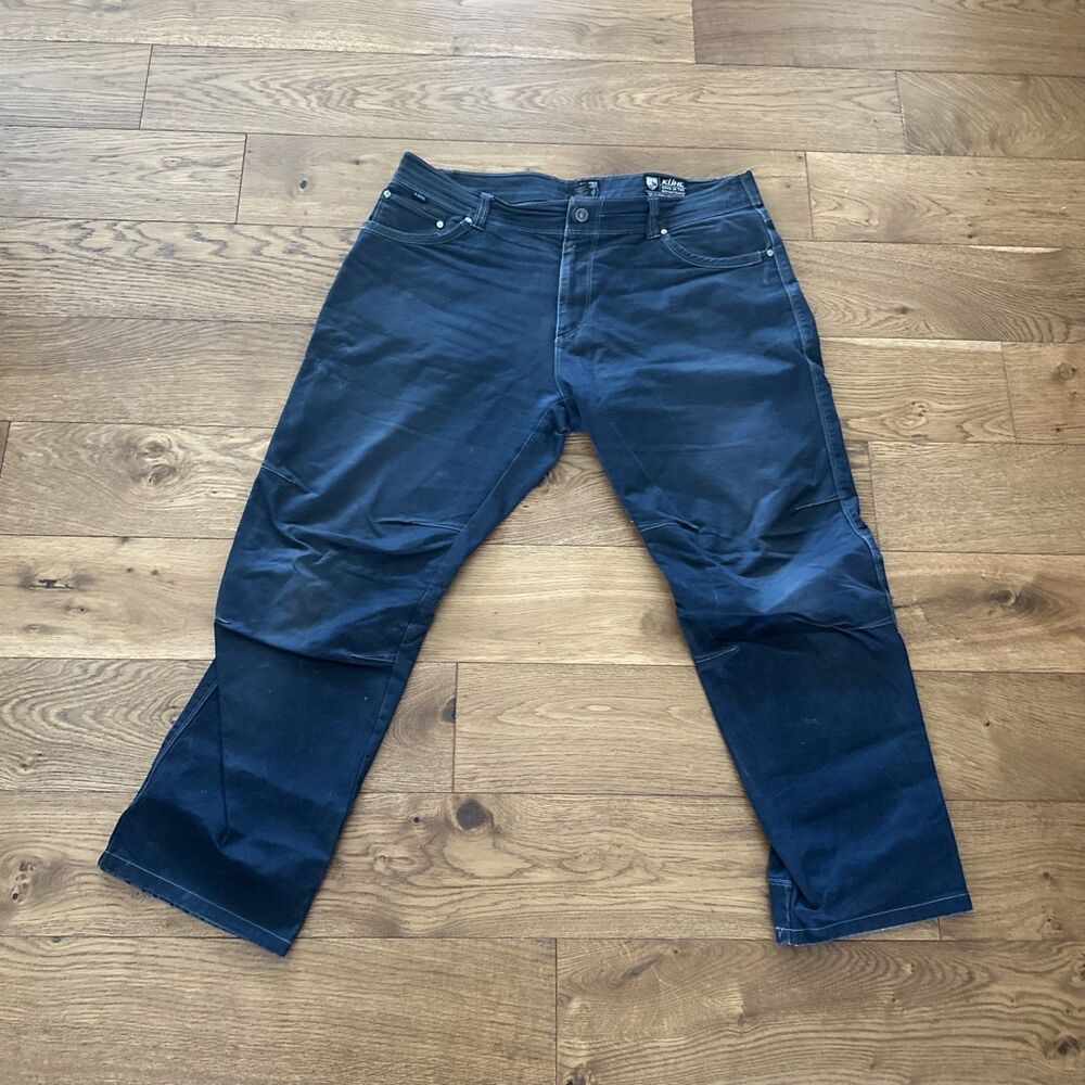 Kuhl Rydr Pants Size 38x32 Cargo Canvas Navy Blue Vintage Patina Dye